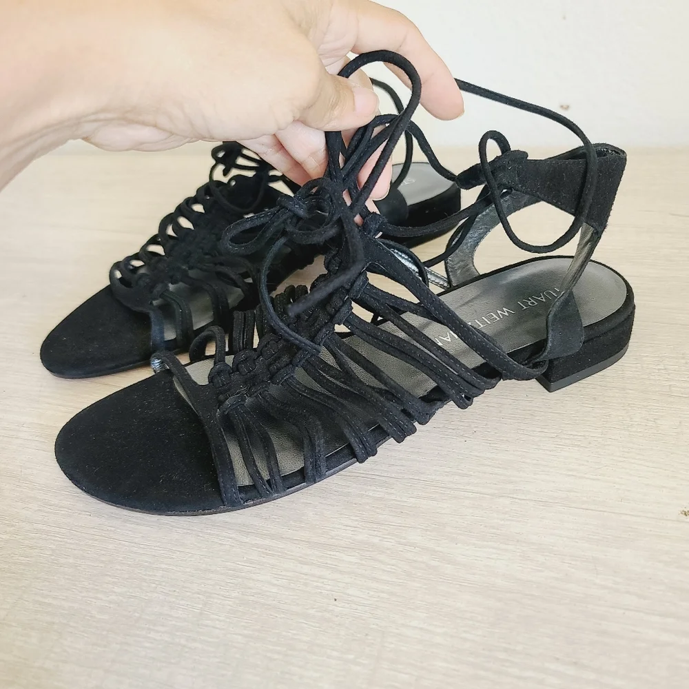 Stuart Weitzman Black Gladiator Sandals Size 9 - Picture 3 of 6